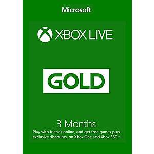 3-Month Xbox Live Gold Subscription (Digital Code) $8.62
