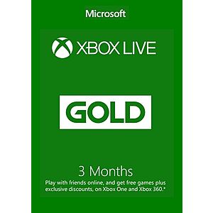 3-Month Xbox Live Gold Membership (Digital Code) $7.69