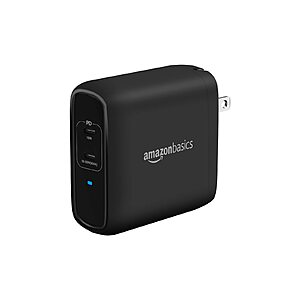 Amazon Basics 68W Two-Port GaN USB-C Wall Charger (Black) $14.35