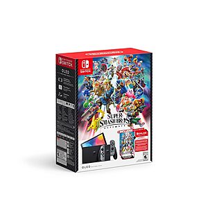 Nintendo Switch OLED Super Smash Bros. Ultimate Bundle w/ 3-Month Online Membership $325 + Free Store Pickup