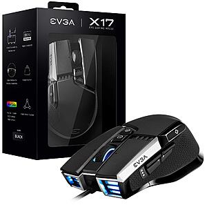 EVGA X17 16000 DPI 10-Button Wired Optical Gaming Mouse (Black) $18