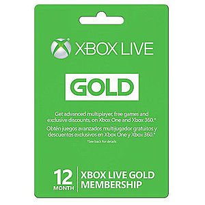 Microsoft Xbox LIVE 12 Month Gold Membership for Xbox 360 / XBOX ONE for $40.39 w/coupon code @ eBay