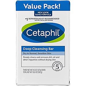 3-Pack Cetaphil Bar Soap $6.26 ($2.08 Each) w/ S&S + Free Shipping w/ Prime or $25+