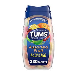 330-Count TUMS Extra Strength Antacid Tablets (Assorted Fruit Flavors) $9.76 w/ S&S + Free Shipping w/ Prime or on $35+