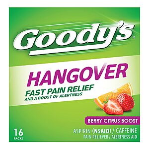 16-Count Goody's Hangover Powders (Berry Citrus) $4.07 w/ S&S + Free Shipping w/ Prime or on $35+