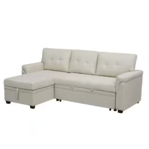 Homestock 78" Sleeper Sectional Sofa w/ Storage (Faux Leather/Caramel, Valvet/Cream) $360.05 + Free Shipping