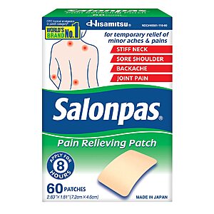 60-Count Salonpas Pain Relieving Patch $6.64 w/ S&S + Free Shipping w/ Prime or on $35+