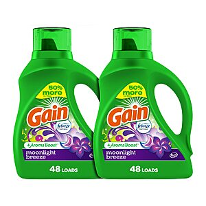 2-Count 65-Ounce Gain + Aroma Boost Laundry Detergent (Moonlight Breeze) + $3.20 Amazon Credit $11.02 w/ S&S + Free Shipping w/ Prime or on $35+