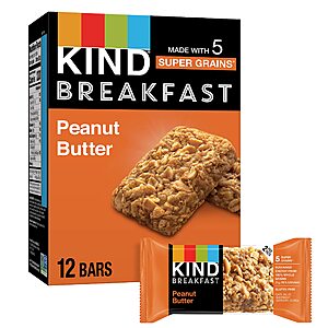 6-Count KIND Breakfast Bars (Peanut Butter) $3.73, 10-Count KIND Minis Bars (Dark Chocolate Nuts & Sea Salt) $4.86, More + Free Shipping w/ Prime or on $35+