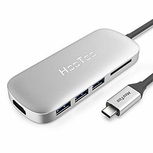 HooToo 6-in-1 USB-C Hub w/ 100W Type C Power Delivery (Silver) $15 + Free Shipping