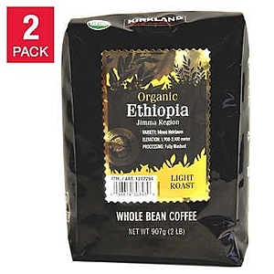 Kirkland Signature Organic Ethiopia Whole Bean Coffee, 2 lbs, 2-pack - $19.99
