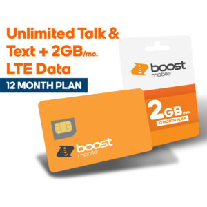 Boost Mobile 12-Month Plan: 2GB 4G/5G Data/Month + Unlimited Talk/Text $90.25 & More + Free S/H