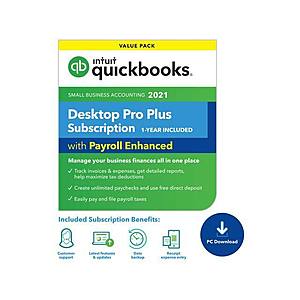 1-Year QuickBooks Desktop Pro Plus 2021 with Enhanced Payroll (Digital Download) $199.99