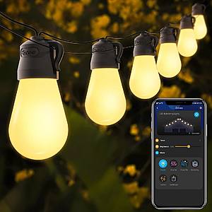 Govee 48ft Outdoor String Lights w/ Bluetooth App Control and 15 Dimmable Warm Yellow LED Bulbs $27.99 + Free Shipping