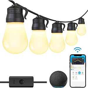 Govee 48ft Smart Wi-Fi Outdoor String Lights,Bluetooth App Control, Work with Alexa Google Assistant,  Waterproof and Shatterproof-$24.99 + FS with PRIME