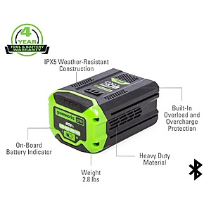 Greenworks Tools Battery Refurbished and New product Sale - Closeout pricing+ 30% off with code + FS: 60V 6Ah UltraPowerBattery - $140, 60V 2.5Ah Bluetooth Battery - $98