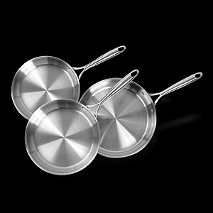 Brandless 3-Piece Fabulous Fryers 5-Ply Stainless Steel Frying Pan Set (12", 10", 8") $60 + Free Shipping