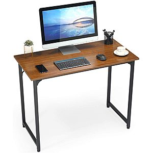 ComHoma Computer Desk 40 inch Home Office Writing Desk for Small Space Modern, Brown and Black for $41.39 + FS