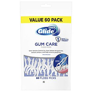 Oral-B Glide Gum Care Floss Picks 60-count 3-pack $12.98 or less @ Walgreens, 1/2 cost of Amazon