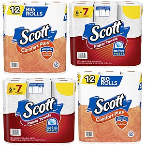 2-Ct 12-Pk Scott ComfortPlus Big Rolls Toilet Paper + 2-Ct 6-Pk Scott Paper Towels $11.50 + Free Store Pickup