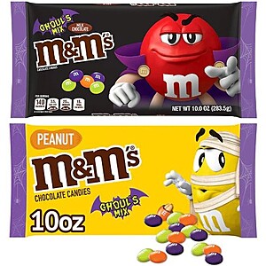 9.48-10 oz M&M’s Ghoul’s Mix Halloween Candy (Milk Chocolate, Peanut, or Peanut Butter): 2 for $3.15 + Free Pickup on $10 Orders @ Walgreens