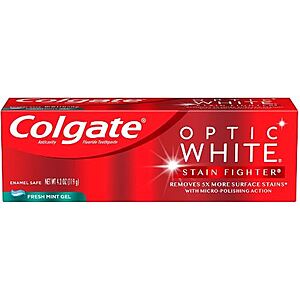 4.2-Oz Colgate Optic White Stain Fighter Toothpaste (Various): $0.80 + w/Store Pickup on $10+ @ Walgreens