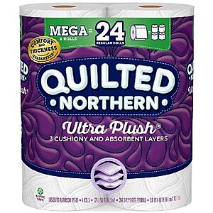 6-Ct Quilted Northern Mega Roll Toilet Paper (Ultra Plush): $4 w/Store Pickup on $10+ @ Walgreens