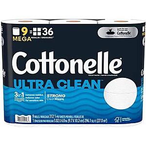 9-Count Cottonelle Mega Roll Toilet Paper (Ultra Comfort or Ultra Clean): $4.50 w/Store Pickup on $10+ @ Walgreens