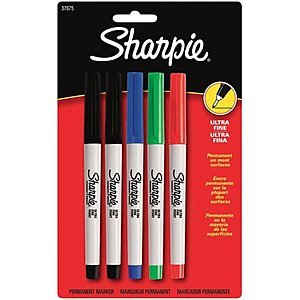 5-Count Sharpie Ultra-Fine Point Permanent Markers (Assorted)  $2.50 + Free Store Pickup