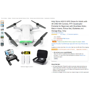 Holy Stone HS510 GPS Drone @ $116 with tax and coupons/promos applied