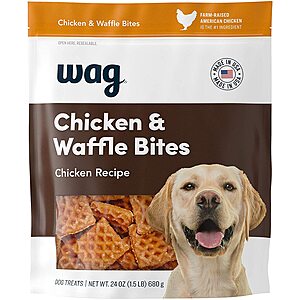 Select Accounts: Amazon Brand Wag Dog Treats (Chicken & Waffle Bites): 6-oz Bag $3.07, 12-oz Bag $3.84, 24-oz Bag $7.18 w/ Subscribe & Save (YMMV)