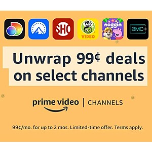 Amazon Prime Video: 2 Month Premium Channel Trial: $0.99/month - Starz, AMC+, Showtime, Paramount, EPIX, & More