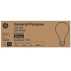 24-Pack GE 60-Watt EQ A19 LED Light Bulbs $4.07 at Lowe's w/ Free Curbside Pickup