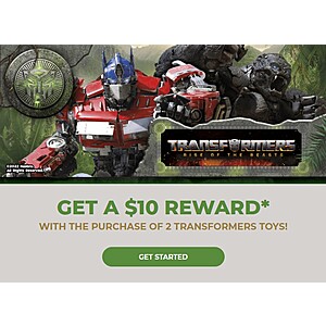 Walmart: Buy 2 Select Transformers: Rise of the Beasts Toys, Get Free $10 Walmart eGift Card or $10 Fandango Promotional Code