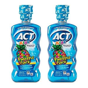 16.9-Oz ACT Kids Anticavity Fluoride Rinse (Pineapple Punch) 2 for $4.50 w/ S&S and More + Free Shipping w/ Prime or on $25+