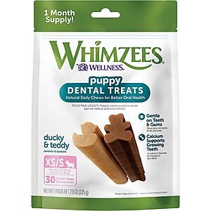 Whimzees Natural Grain-Free Daily Dog Dental Treats: 30-Ct Puppy Extra Small/Small Breed $6.45 w/ S&S & More