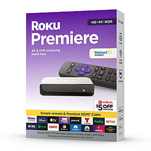 Roku Premiere 4K Streaming Media Player + $5 Redbox Streaming Credit $19 & More