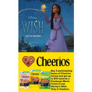 Buy 3 Participating Cheerios Products, Get $13 Off Movie Ticket for Disney's Wish