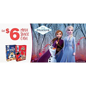 Free $6 Movie Theatre Snack Cash w/ Purchase of 3 Select Kellogg's Cereals