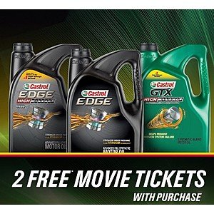 2 Free Fandango Movie Tickets w/ 5+ Qts Castrol Edge Motor Oil at Advance Auto Parts or Carquest