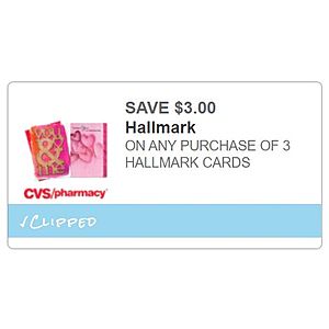 CVS Pharmacy: $3 Off Any 3 Hallmark Greeting Cards (Coupons.com Printable Coupon). Possibly 3 Free $0.99 Cards. YMMV