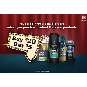 Amazon: Purchase $20+ Select Unilever Products, Get $5 Prime Video Credit