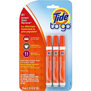 3-Count Tide To Go Instant Stain Remover Liquid Pen $4.89 w/ S&S + Free Shipping w/ Prime or $25+