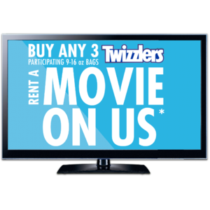 Buy 3 Participating Twizzlers Candy Bags. Get $5 FandangoNOW Movie Rental Credit