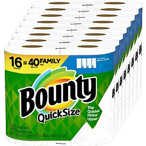 16-Count Bounty Quick-Size Paper Towels (Family Rolls) $31 + Free Shipping