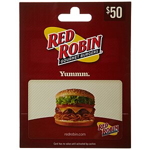 Red Robin Physical Gift Card $50 Amazon Lightning Deal $40.00