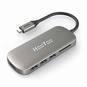 HooToo USB C Adapter with 100W Type C Power Delivery, HDMI Output, Card Reader, 3 USB 3.0 Ports for MacBook Pro and Windows Type C Laptop $24.99