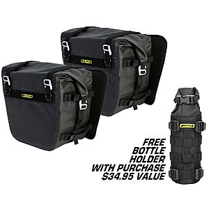 Nelson Rigg Roll Top Waterproof Motorcycle Saddlebags + Bottle Holder FS $140