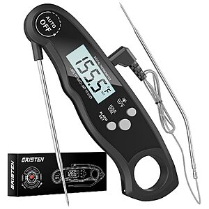 GAISTEN Digital Food Thermometer Instant Read for Grilling, Cooking, Smoking, Baking - Dual Probe (Black) $7.74 at Amazon