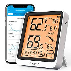 Govee Digital Wireless Bluetooth Hygrometer Thermometer, with 4.5 Inches Large Backlight LCD Touchscreen, Notification Alert, 2 Year Data Storage $9.99 + Free Shipping w/ Prime